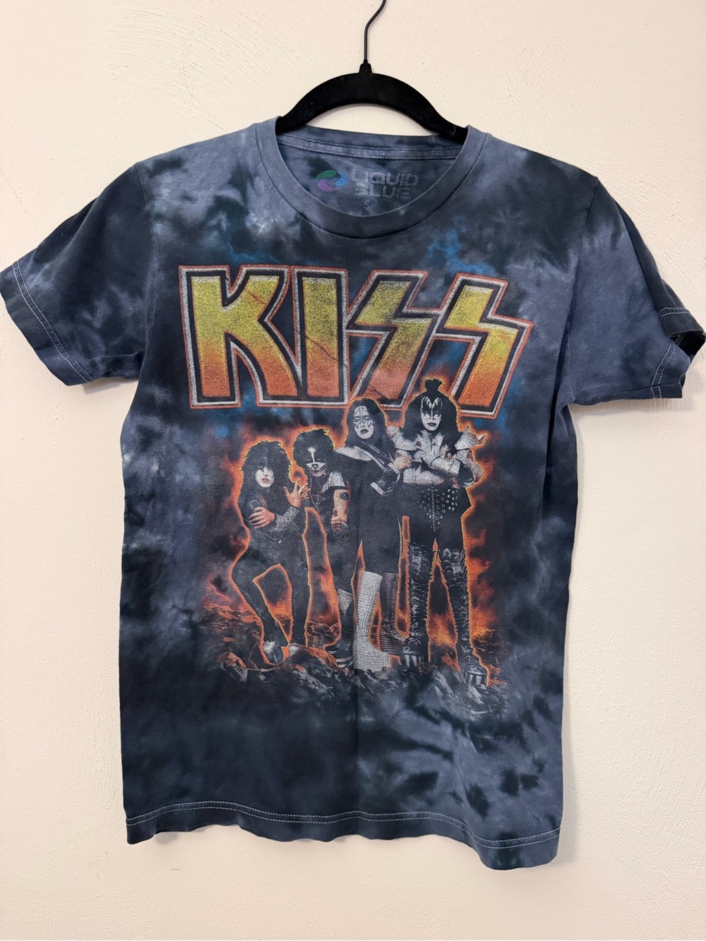 108 - Liquid Blue KISS Graphic Tee - Black, Orange, Yellow